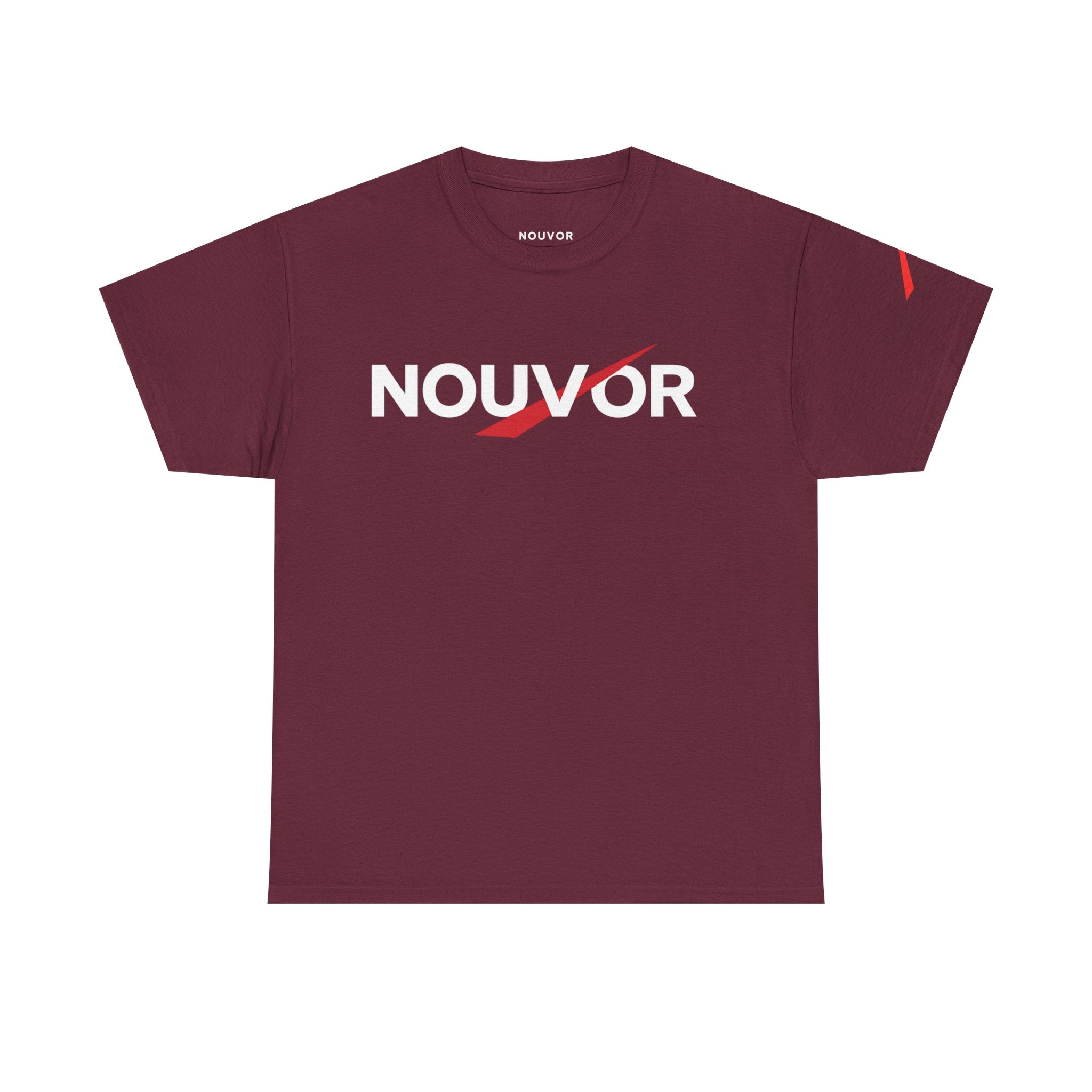 NOUVOR Logo Tee — Minimalist Black Graphic T-Shirt with 'Rise in Silence' Back Print