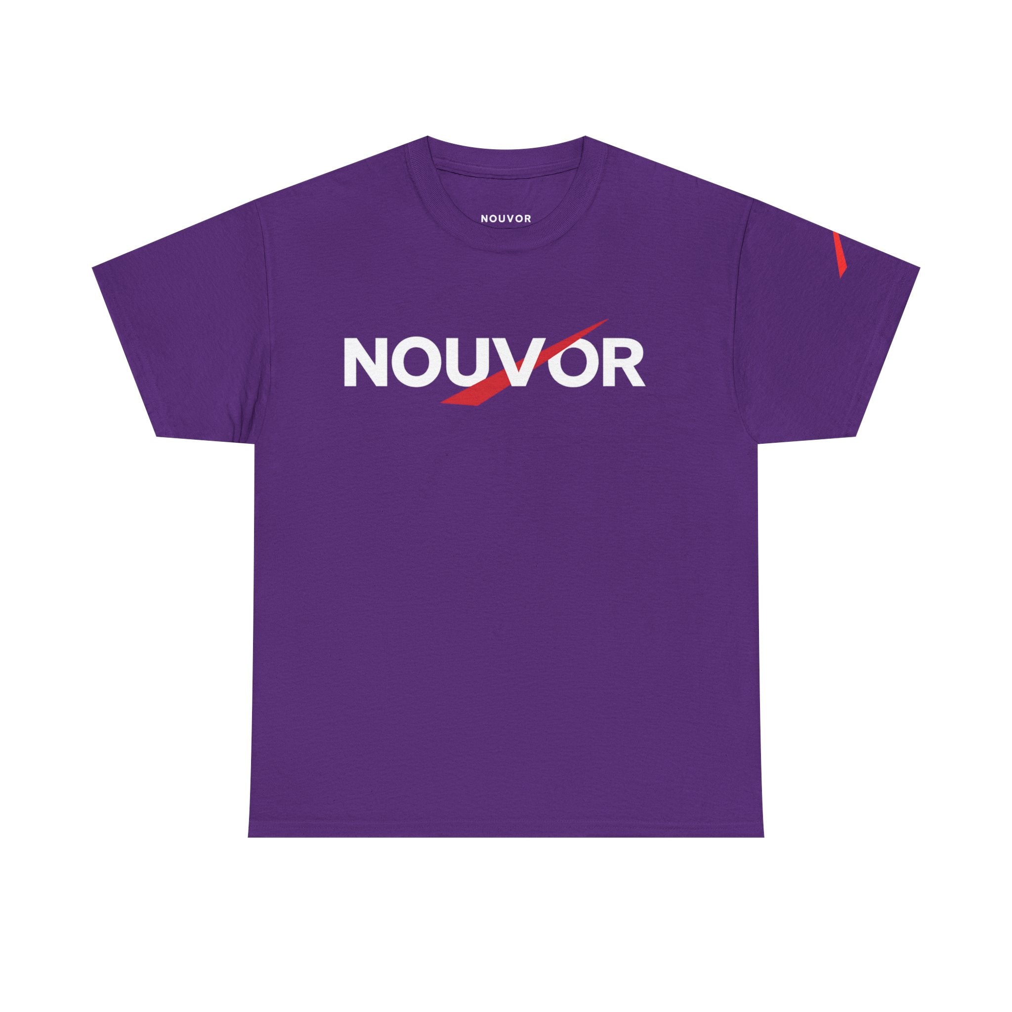 NOUVOR Logo Tee — Minimalist Black Graphic T-Shirt with 'Rise in Silence' Back Print